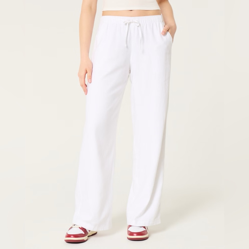 NWT Hollister Wide Leg White Linen Blend Pants
